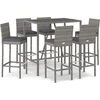 Image de vidaXL - 7-delige - Tuinbarset - met - kussens - poly - rattan - grijs