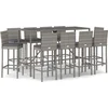 Image de vidaXL - 11-delige - Tuinbarset - met - kussens - poly - rattan - grijs