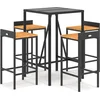 Image de vidaXL - 5-delige - Tuinbarset - poly - rattan - en - massief - acaciahout - zwart