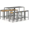 Image de vidaXL - 9-delige - Tuinbarset - poly - rattan - en - massief - acaciahout - grijs