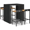 Image de vidaXL - 5-delige - Tuinbarset - poly - rattan - en - massief - acaciahout - zwart