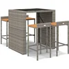Image de vidaXL - 5-delige - Tuinbarset - poly - rattan - en - massief - acaciahout - grijs