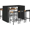 Image de vidaXL - 7-delige - Tuinbarset - poly - rattan - en - massief - acaciahout - zwart