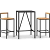 Image de vidaXL - 3-delige - Tuinbarset - poly - rattan - en - massief - acaciahout - zwart
