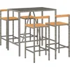 Image de vidaXL - 5-delige - Tuinbarset - poly - rattan - en - massief - acaciahout - grijs