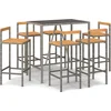 Image de vidaXL - 7-delige - Tuinbarset - poly - rattan - en - massief - acaciahout - grijs