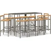 Image de vidaXL - 11-delige - Tuinbarset - poly - rattan - en - massief - acaciahout - grijs