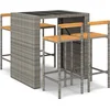 Image de vidaXL - 5-delige - Tuinbarset - poly - rattan - en - massief - acaciahout - grijs