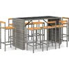 Image de vidaXL - 7-delige - Tuinbarset - poly - rattan - en - massief - acaciahout - grijs