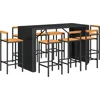 Image de vidaXL - 9-delige - Tuinbarset - poly - rattan - en - massief - acaciahout - zwart