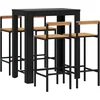 Image de vidaXL - 5-delige - Tuinbarset - poly - rattan - en - massief - acaciahout - zwart