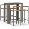 Image de vidaXL - 5-delige - Tuinbarset - poly - rattan - en - massief - acaciahout - grijs