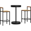 Image de vidaXL - 3-delige - Tuinbarset - poly - rattan - en - massief - acaciahout - zwart