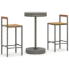 Image de vidaXL - 3-delige - Tuinbarset - poly - rattan - en - massief - acaciahout - grijs