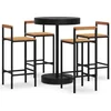 Image de vidaXL - 5-delige - Tuinbarset - poly - rattan - en - massief - acaciahout - zwart
