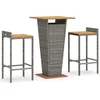 Image de vidaXL - 3-delige - Tuinbarset - poly - rattan - en - massief - acaciahout - grijs