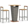 Image de vidaXL - 3-delige - Tuinbarset - poly - rattan - en - massief - acaciahout - grijs