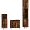 Image de vidaXL - 3-delige - Badkamermeubelset - bewerkt - hout - gerookt - eikenkleurig