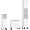 Image de vidaXL - 3-delige - Badkamerkastenset - bewerkt - hout - wit