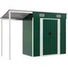 Image de vidaXL - Tuinschuur - met - verlengd - dak - 277x107x181 - cm - staal - groen