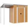 Image de vidaXL - Tuinschuur - met - verlengd - dak - 277x107x181 - cm - staal - lichtbruin