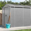 Image de vidaXL - Tuinhuis - Lichtgrijs - 191x640x198 - cm - Gegalvaniseerd - Staal