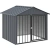 Image de vidaXL - Hondenhok - met - dak - 117x103x102 - cm - gegalvaniseerd - staal - zwart