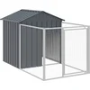 Image de vidaXL - Hondenhok - met - dak - 117x201x123 - cm - gegalvaniseerd - staal - antraciet