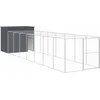 Image de vidaXL - Hondenhok - met - ren - 214x865x181 - cm - gegalvaniseerd - staal - antraciet