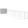 Image de vidaXL - Hondenhok - met - ren - 214x1273x181 - cm - staal - lichtgrijs