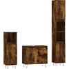 Image de vidaXL - 3-delige - Badkamermeubelset - bewerkt - hout - gerookt - eikenkleurig