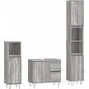 Image de vidaXL - 3-delige - Badkamermeubelset - bewerkt - hout - grijs - sonoma - eikenkleur