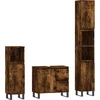 Image de vidaXL - 3-delige - Badkamermeubelset - bewerkt - hout - gerookt - eikenkleurig