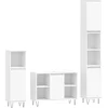 Image de vidaXL - 3-delige - Badkamermeubelset - bewerkt - hout - wit