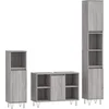 Image de vidaXL - 3-delige - Badkamermeubelset - bewerkt - hout - grijs - sonoma - eikenkleur