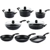 Image de Westinghouse 8-delige Pannenset   Koekenpannen + Hapjespan + Braadpannen + Steelpan + Wokpan + Grillpan   Inductie   Black Marble
