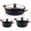 Image de Westinghouse 3-delige Pannenset   Braadpan Ø 24 cm + Braadpan Ø 28 cm + Hapjespan Ø 32 cm   Inductie   PFOA-vrij   Black Marble Wood