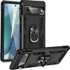 Image de Casemania Hoesje Geschikt voor Google Pixel 7 Zwart - Anti-Shock Hybrid Armor Back Cover - Hoes met Kickstand Ring
