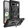 Image de Casemania Hoesje Geschikt voor Google Pixel 7 Pro Zwart - Anti-Shock Hybrid Armor Back Cover - Hoes met Kickstand Ring