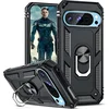 Image de Casemania Hoesje Compatibel met Google Pixel 9 - Zwart - Armor Kickstand Back Cover