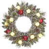 Image de Black Box Trees Kaprun Kerstkrans met Warm Witte LED Verlichting - Ø45 cm - Groen Frosted, Rood
