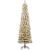 Image de Black Box Trees Charlton Smalle Kunstkerstboom met Warm Witte LED Verlichting - H260 x Ø63 cm - Groen Frosted