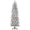 Image de Black Box Trees Harma Pilaarvorm Kerstboom - Kunstboom met Besneeuwde Afwerking - Kerstversiering voor Binnen - Smal Model met 989 Takken - H230 x Ø69 cm - Groen Frosted