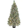 Image de Black Box Trees Vandans Kunstkerstboom met Verlichting H120 x Ø60cm - Kunstboom met Kerstversiering - Kunst Kerstboom met Besneeuwde Takken - Groen