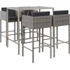 Image de vidaXL - 5-delige - Tuinbarset - met - kussens - poly - rattan - grijs