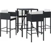 Image de vidaXL - 5-delige - Tuinbarset - met - kussens - poly - rattan - zwart