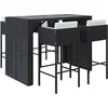 Image de vidaXL - 5-delige - Tuinbarset - met - kussens - poly - rattan - zwart