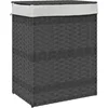 Image de vidaXL - Wasmand - met - deksel - 46x33x60 - cm - poly - rattan - grijs