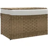 Image de vidaXL - Wasmand - met - deksel - 55,5x35x34 - cm - poly - rattan