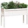 Image de vidaXL - Plantenbak - met - poten - 110x31x70 - cm - massief - grenenhout - wit